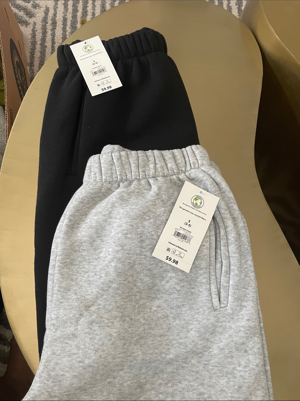 2 pair elastic-Waist Sweatpants - Black & Light Gray